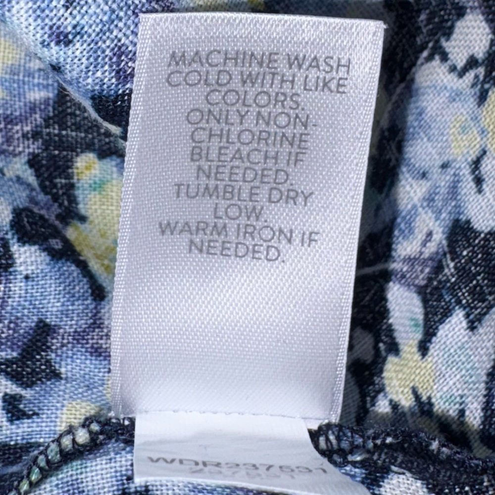 J. Jill Gorgeous Love Linen Floral Pattern Dress - Blue, White, Yellow Print. L - Picture 7 of 8